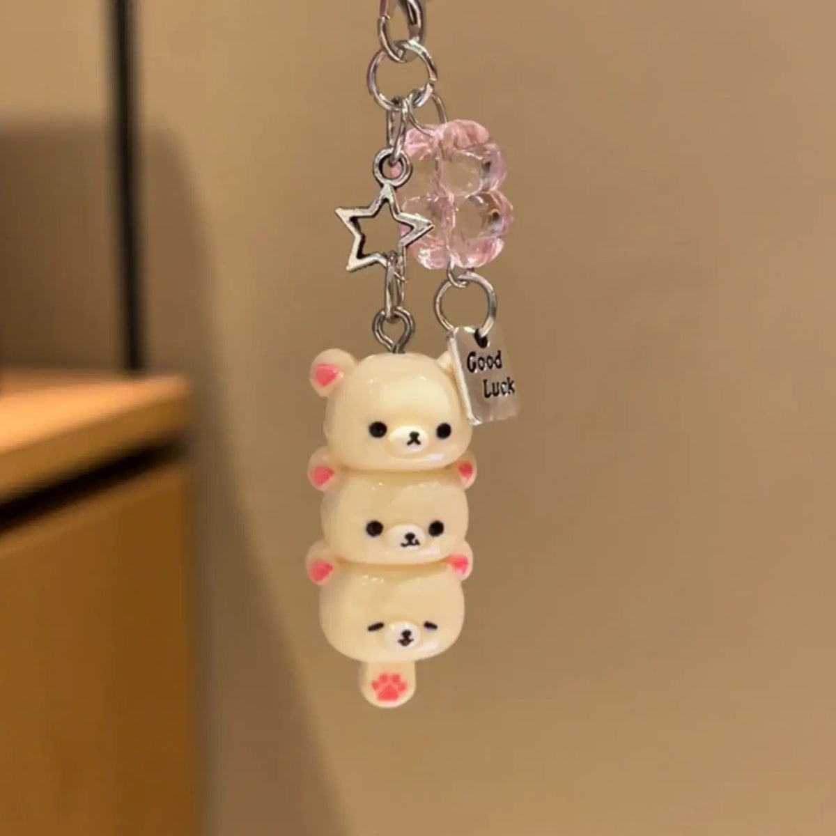 Cute Bear Phone Charms Pendant Kawaii Anime Keychain Accessories for Keys Schoolbag IPhone17 Pro Max Airpods Ins