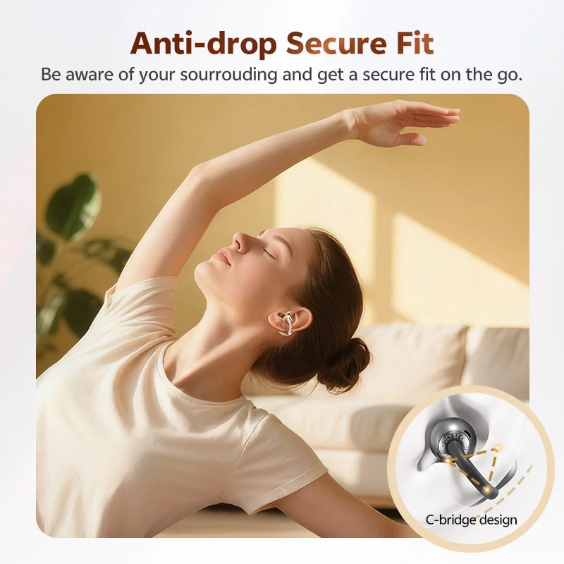 QCY clip-on open-ear wireless sport earbuds