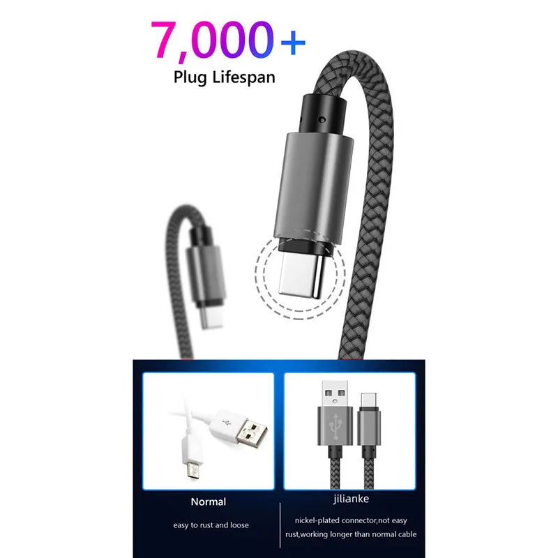 Braided USB-A to USB-C charging cable