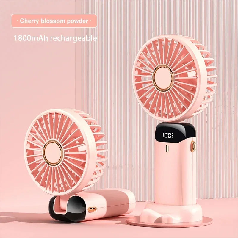 Foldable handheld neck fan with phone stand