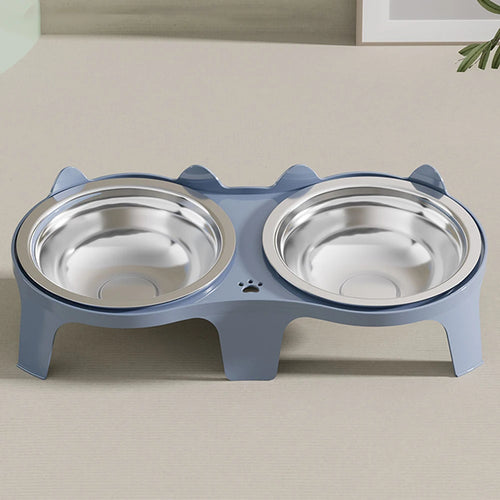 Weighted anti-tip stainless steel pet bowl