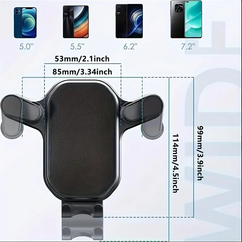 Phone mounted in car air vent clip holder