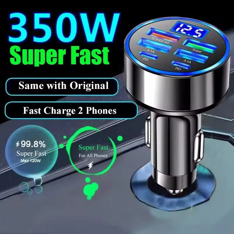 350W PD QC3.0 USB car charger adapter