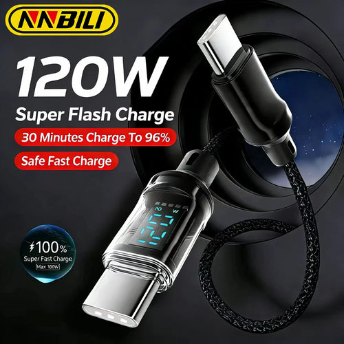 120W USB-C charging cable with LED power display