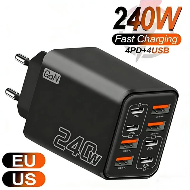 240W GaN 8-in-1 USB-C wall charger